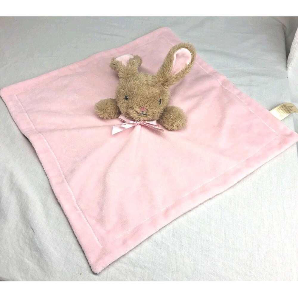 Dan Dee Lovey Pink Brown Plush Bunny Rabbit Animal Blanket Comforting Toy